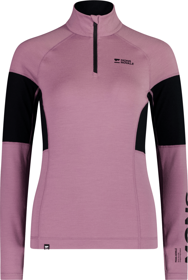 Mons Royale Women´s Olympus 1/4 Zip Long Sleeve Sierra Pink/black Mons Royale
