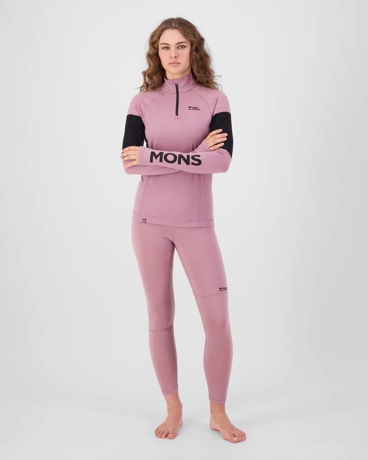 Mons Royale Women´s Olympus 1/4 Zip Long Sleeve Sierra Pink/black Mons Royale
