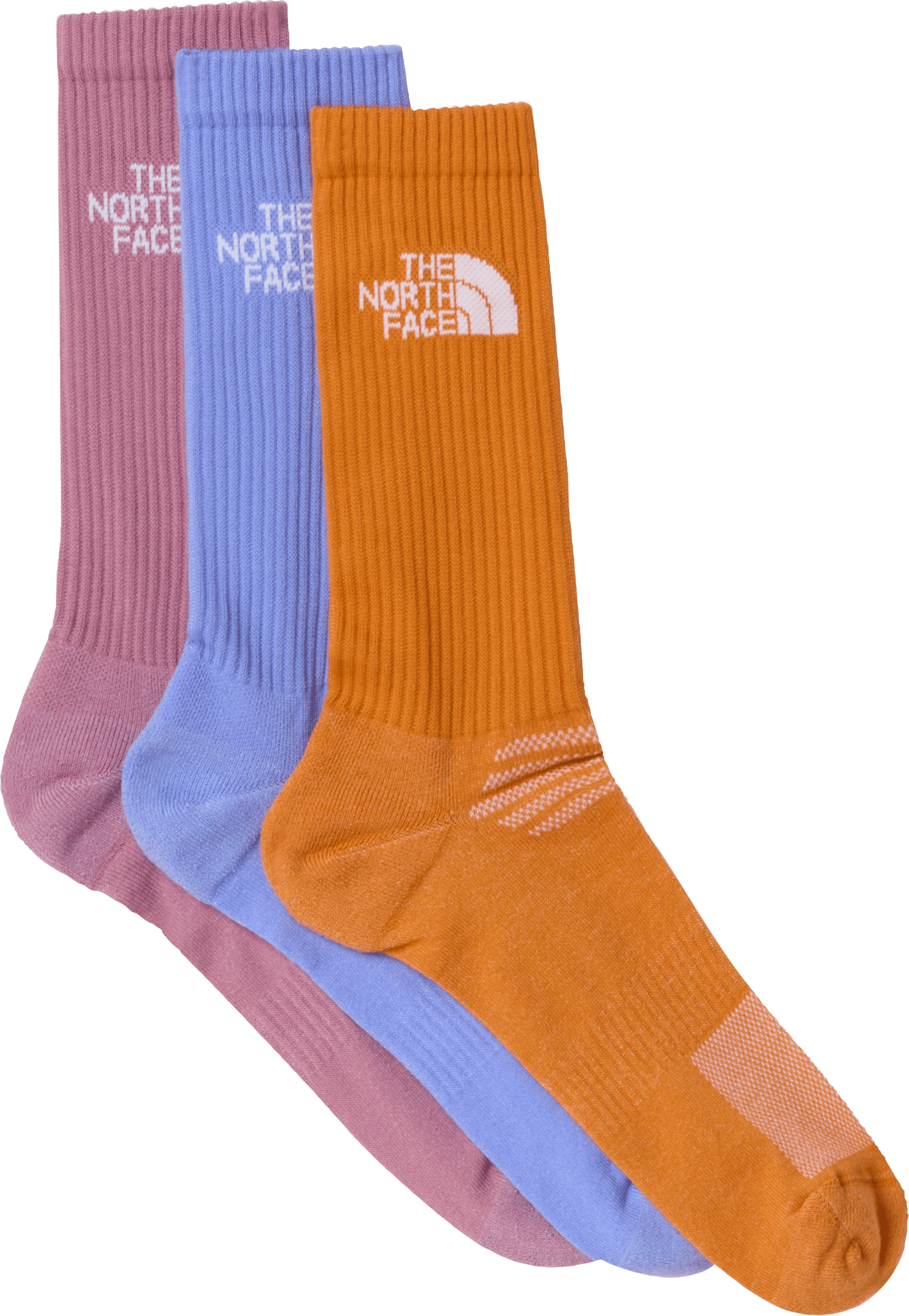 The North Face Multi Sport Cushion Crew Socks 3-Pack Periwinkle Glow/Dust Orange/Hush