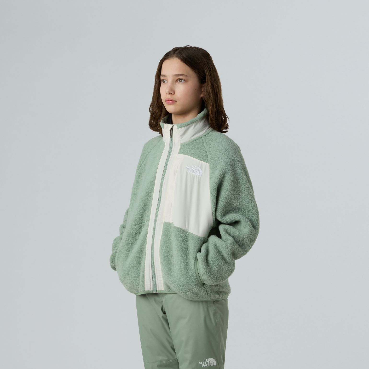 The North Face Girls' Yumiori Full Zip Jacket Slate Moss/White Dune