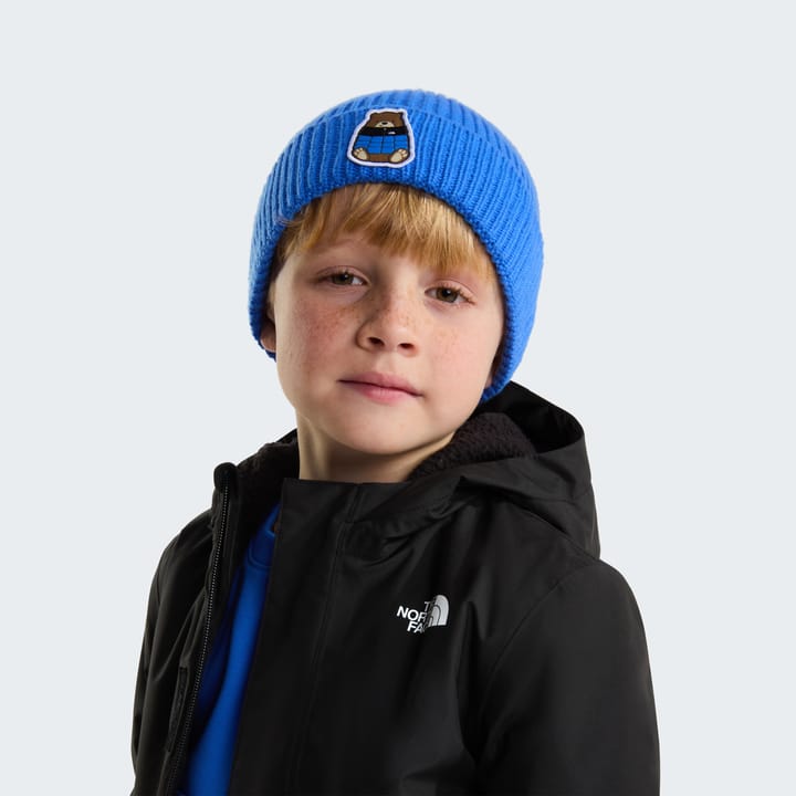 The North Face Kids' TNF Logo Box Cuffed Beanie Active Blue/Nuptse Bear Patch The North Face
