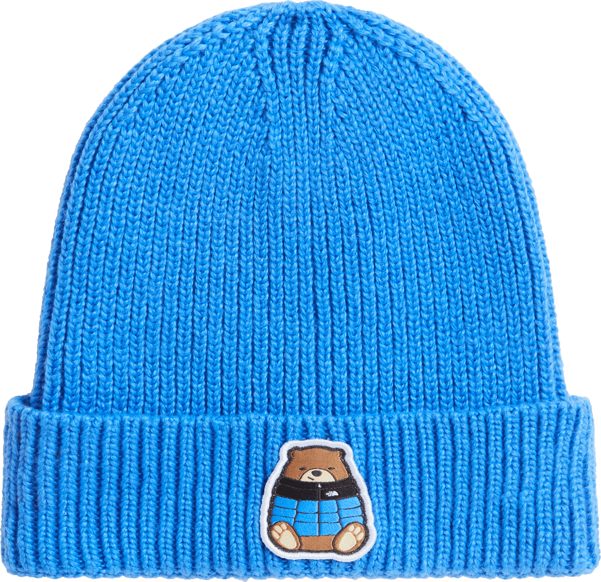 The North Face Kids' TNF Logo Box Cuffed Beanie Active Blue/Nuptse Bear Patch