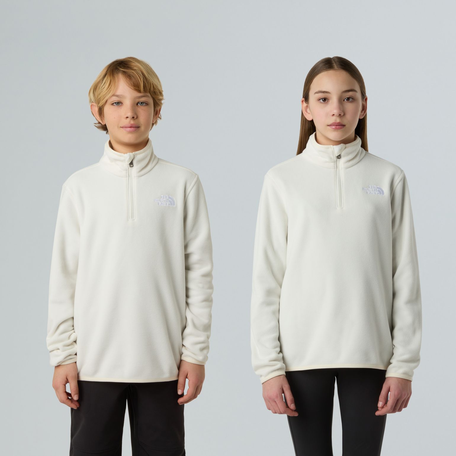The North Face Teens' Glacier 1/4 Zip Pullover White Dune