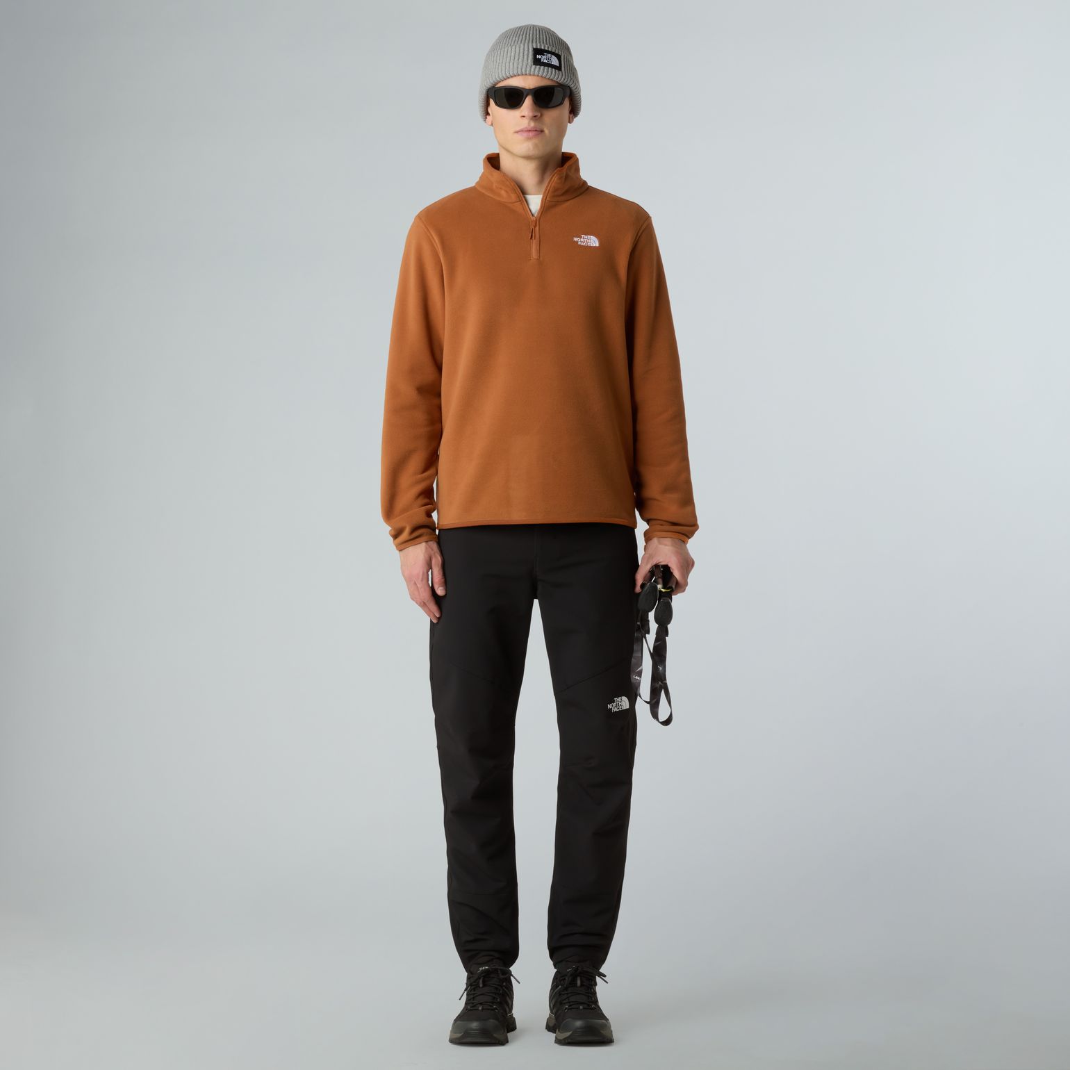 The North Face Men's Glacier Fleece 1/4 Zip Jacket Burnt Umber