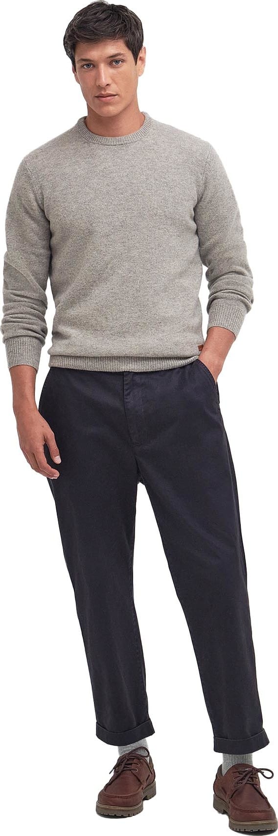 Barbour Men's Essential Crew-Neck Jumper Stone Barbour Barbour Men's Essential Crew-Neck Jumper Stone Barbour