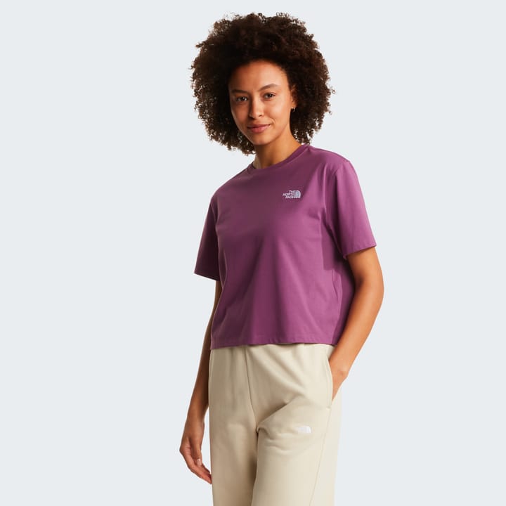 The North Face Women's Evolution Simple Dome Crop Relaxed Short Sleeve T-Shirt Chroma Purple The North Face