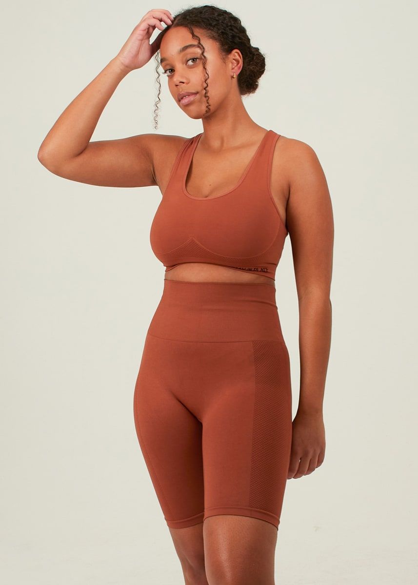 Stay In Place Rib Seamless Sports Bra Rusty Clay