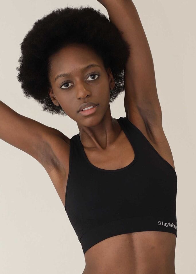 Stay In Place Rib Seamless Bra Black StayInPlace Stay In Place Rib Seamless Bra Black StayInPlace