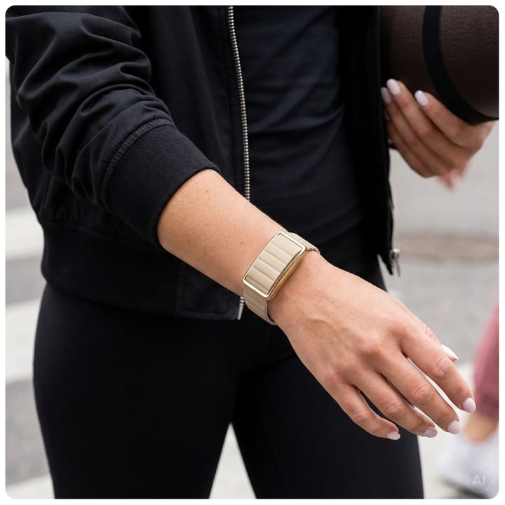 Polar Loop Magnetic Silicone Wristband Beige White Polar