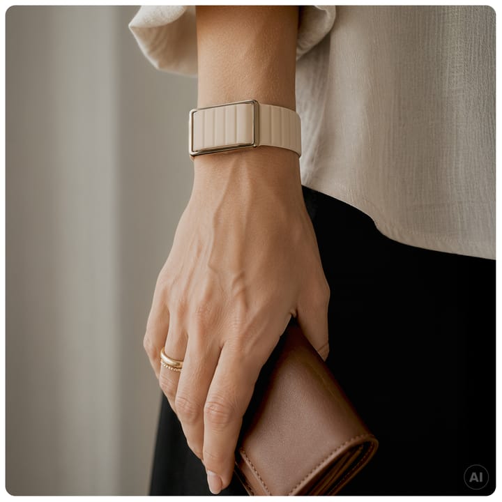 Polar Loop Magnetic Silicone Wristband Beige White Polar