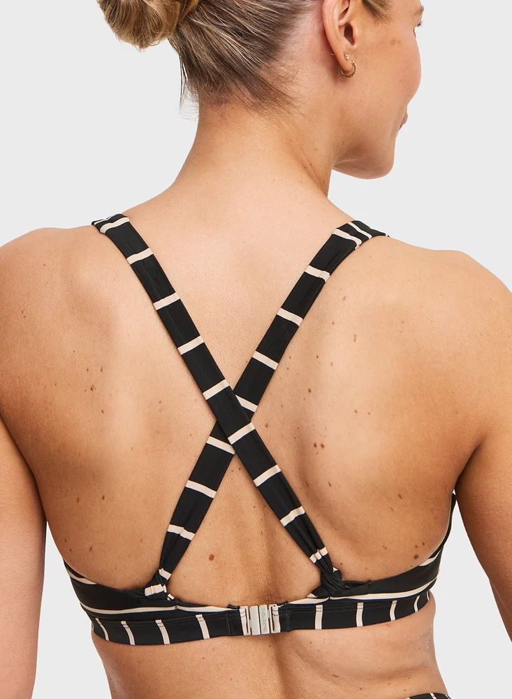 Swegmark Maui Halterneck Bikini Bra Black/beige Stripe