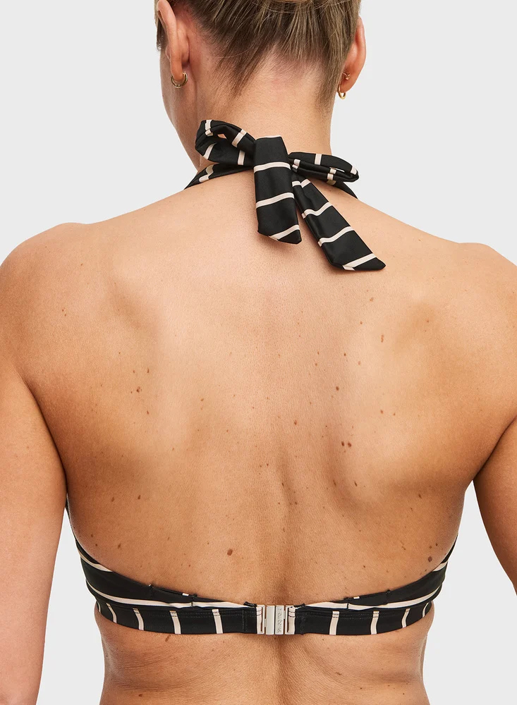 Swegmark Maui Halterneck Bikini Bra Black/beige Stripe