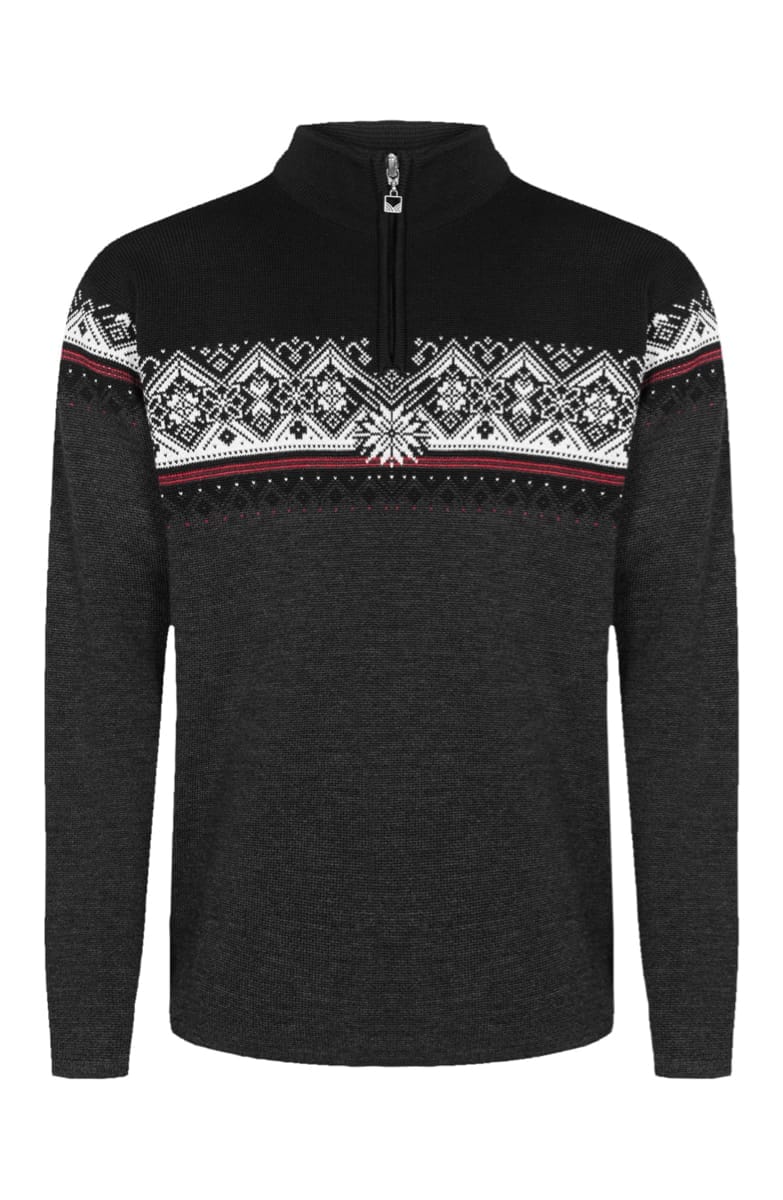 Dale of Norway Moritz Masc Sweater Dark Charcoal/Raspberry Black/Off White