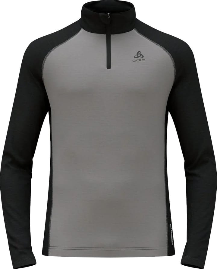 Odlo Men's Tn Long Sleeve Halfzip Natural Grey Melange - Dark Grey Melange Odlo