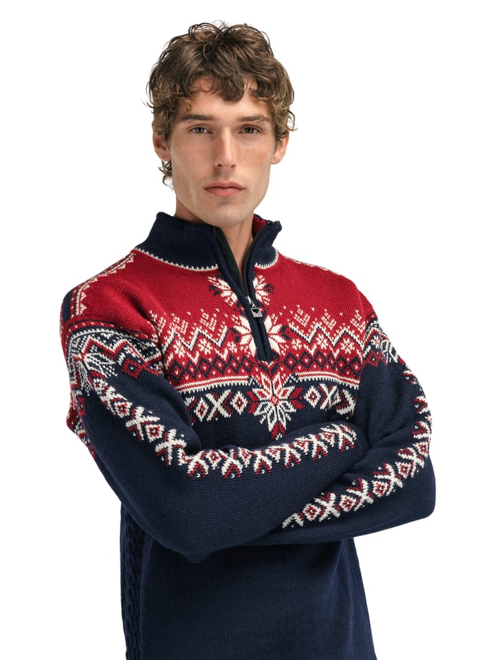 Dale of Norway 140th Anniversary Men's Sweater Navy Red Rose Offwhite Dale of Norway Dale of Norway 140th Anniversary Men's Sweater Navy Red Rose Offwhite Dale of Norway