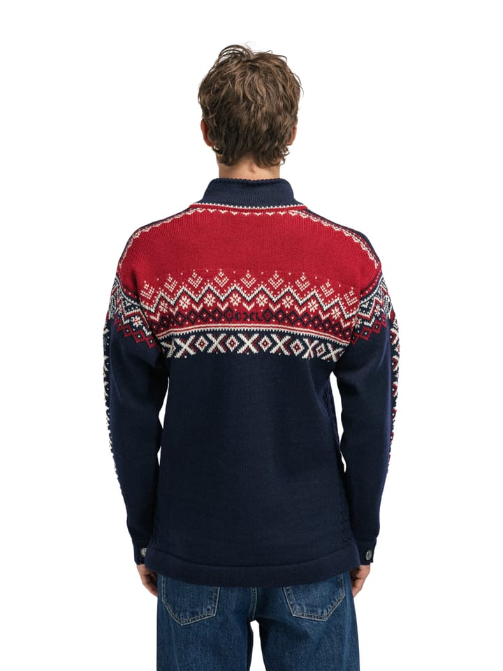 Dale of Norway 140th Anniversary Men's Sweater Navy Red Rose Offwhite Dale of Norway