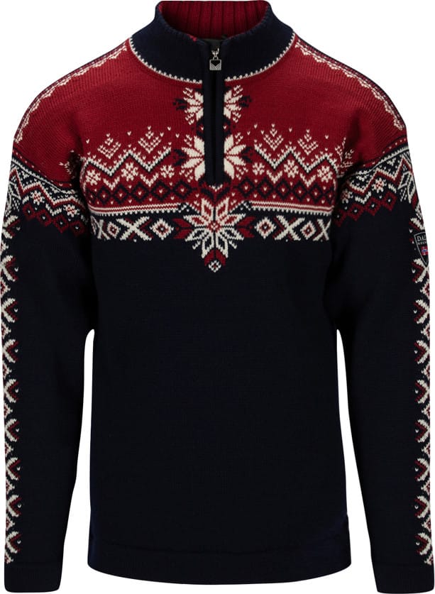 Dale of Norway 140th Anniversary Men's Sweater Navy Red Rose Offwhite Dale of Norway