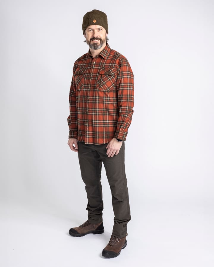 Pinewood Men's Prestwick Exclusive Shirt Dark Terracotta/Dark Green Pinewood