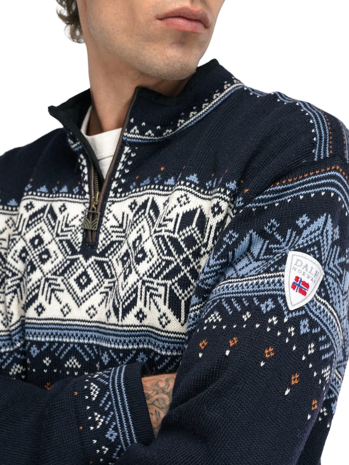 Dale of Norway Men's Blyfjell Knit Sweater Navy/Red/Offwhite/Indigo Blue Dale of Norway Dale of Norway Men's Blyfjell Knit Sweater Navy/Red/Offwhite/Indigo Blue Dale of Norway