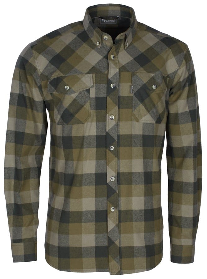 Pinewood Men's Shirt Lumbo  Olive/Suede Brown Pinewood
