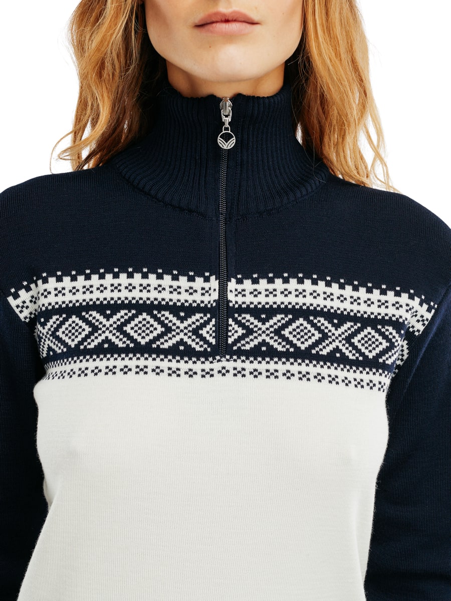 (取寄) ダーレオブノルウェー レディース ダルストーレン セーター Dale of Norway women Dalestolen Sweater Marine Peace Fem Sweater Ultramarine Offwhite - Dale of Norway