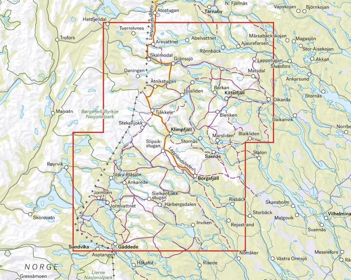 Calazo förlag Kittelfjäll & Borgafjäll 1:100 000 Hiking map Calazo förlag