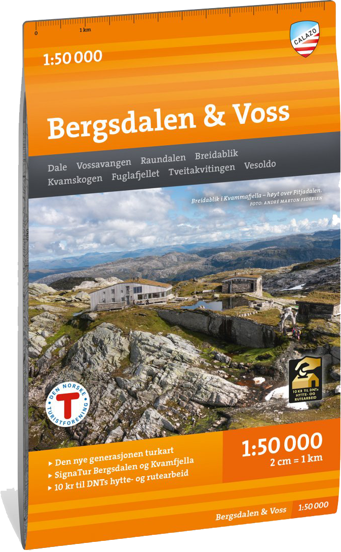 Calazo förlag Bergsdalen & Voss 1:50 000 Hiking map  1:50 000