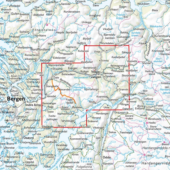 Calazo förlag Bergsdalen & Voss 1:50 000 Hiking map Calazo förlag