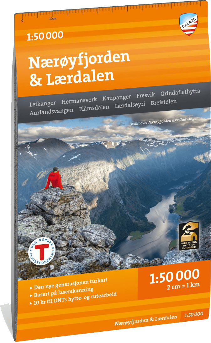 Calazo förlag Nærøyfjorden & Lærdalen 1:50 000 Hiking map Calazo förlag