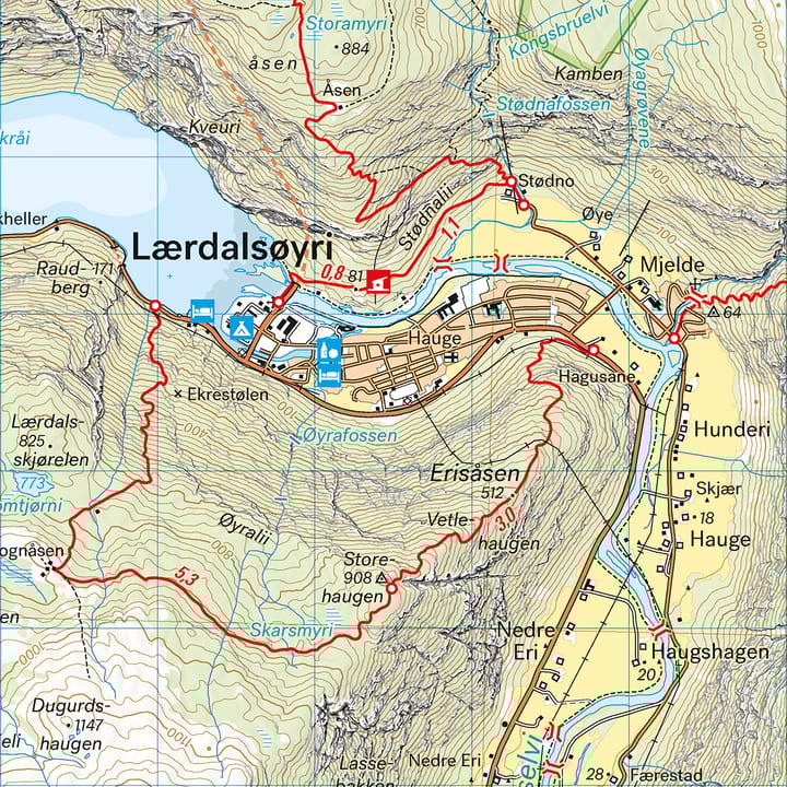 Calazo förlag Nærøyfjorden & Lærdalen 1:50 000 Hiking map Calazo förlag