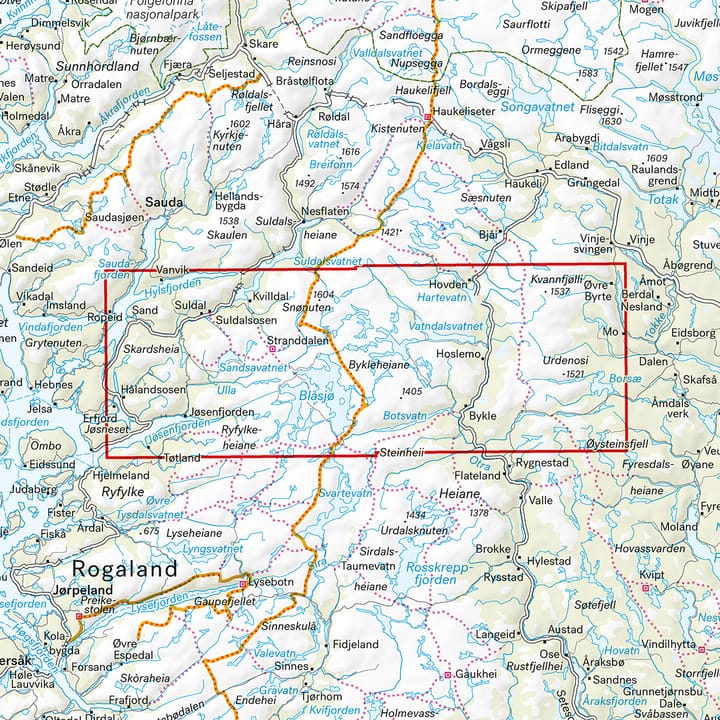 Calazo förlag Suldalsheiane Bykleheiane & Hovden 1:50 000 Hiking map Calazo förlag