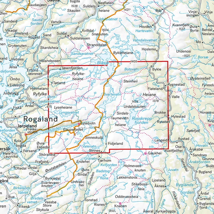 Calazo förlag Lyseheiane, Sirdalsheiane & Setesdal Vesthei Nord 1:50 000 Hiking map Calazo förlag