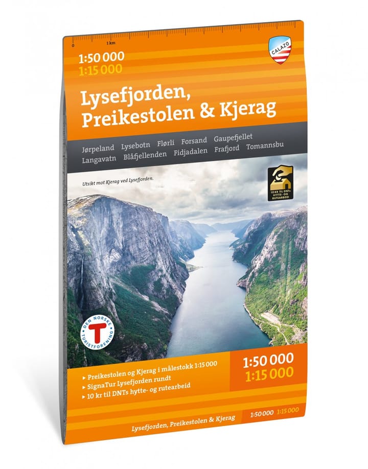 Calazo förlag Lysefjorden, Preikestolen & Kjerag 1:50 000 Hiking map Calazo förlag