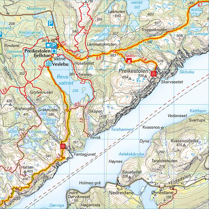 Calazo förlag Lysefjorden, Preikestolen & Kjerag 1:50 000 Hiking map Calazo förlag