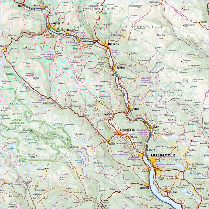 Calazo förlag Østlandet 1:350 000 Road map Calazo förlag