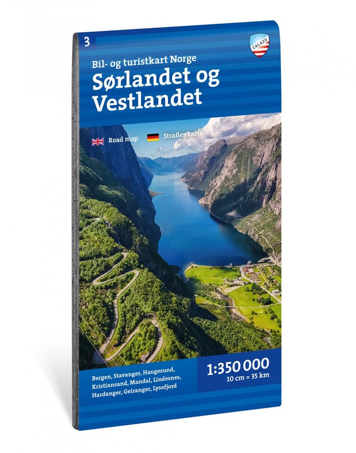 Calazo förlag Sør- Og Vestlandet 1:350 000 Road map Calazo förlag