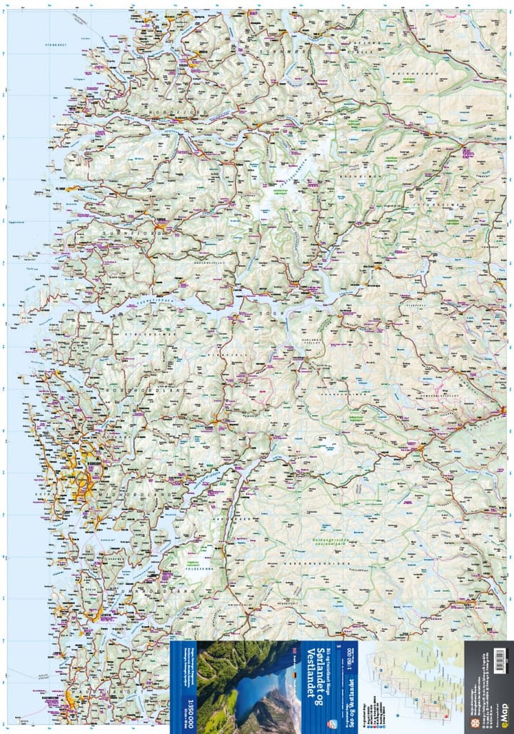 Calazo förlag Sør- Og Vestlandet 1:350 000 Road map Calazo förlag