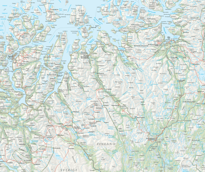 Calazo förlag Nord-Norge 1:500 000 Overview map Calazo förlag