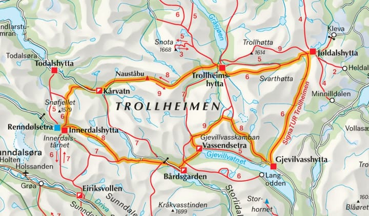 Calazo förlag DNT Overview map Midt-Norge Calazo förlag