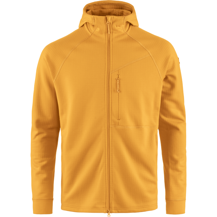 Fjällräven Men's Abisko Grid Fleece Hoodie Mustard Yellow Fjällräven