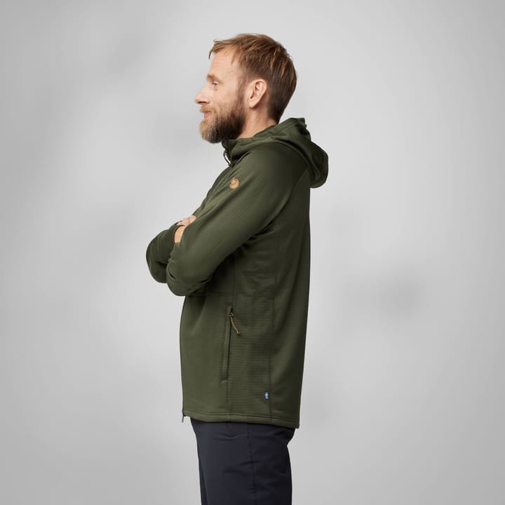 Fjällräven Men's Abisko Grid Fleece Hoodie Deep Forest Fjällräven