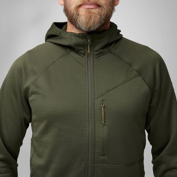 Fjällräven Men's Abisko Grid Fleece Hoodie Deep Forest Fjällräven
