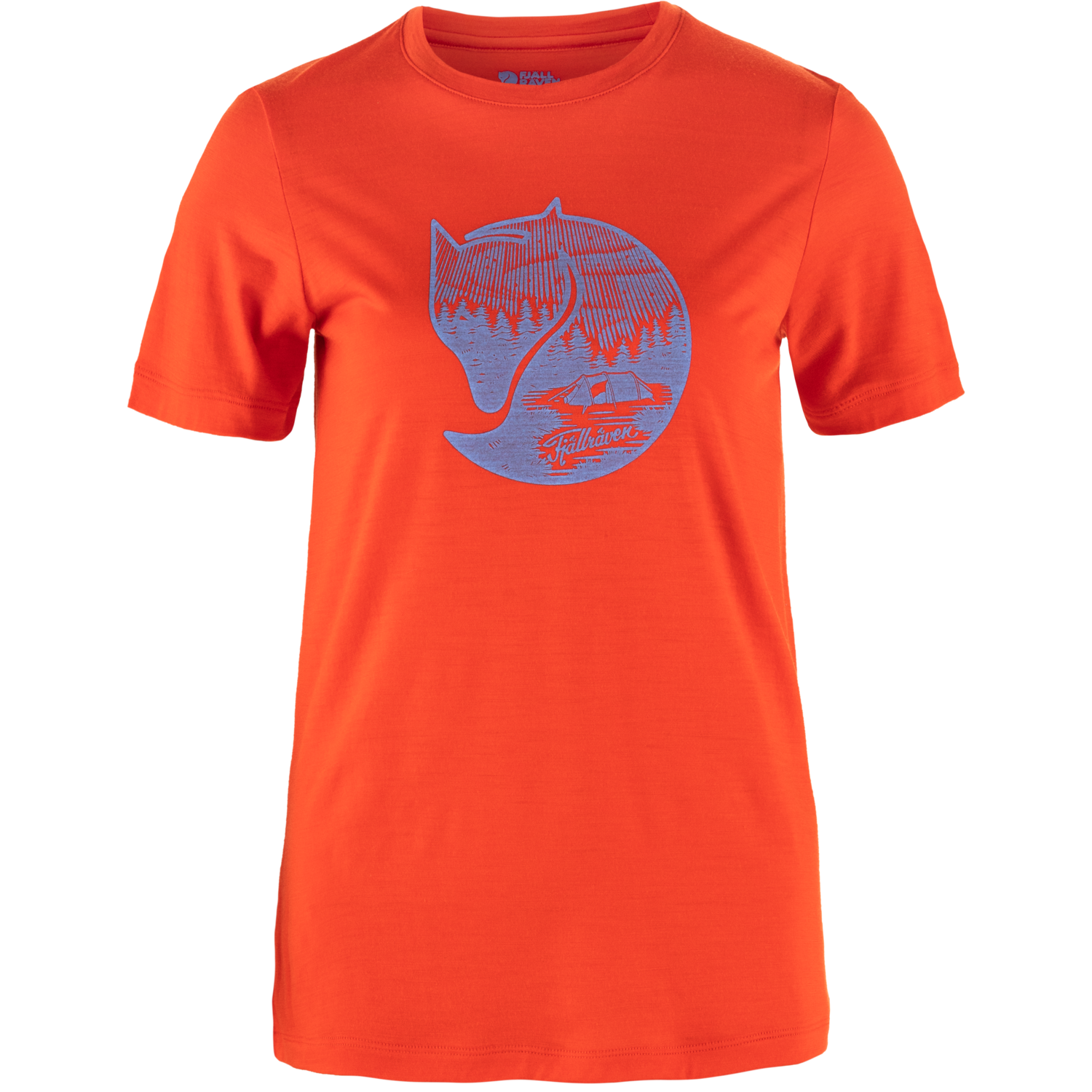 Fjällräven Women's Abisko Wool Fox Short Sleeve Flame Orange-Ultramarine T-shirts M