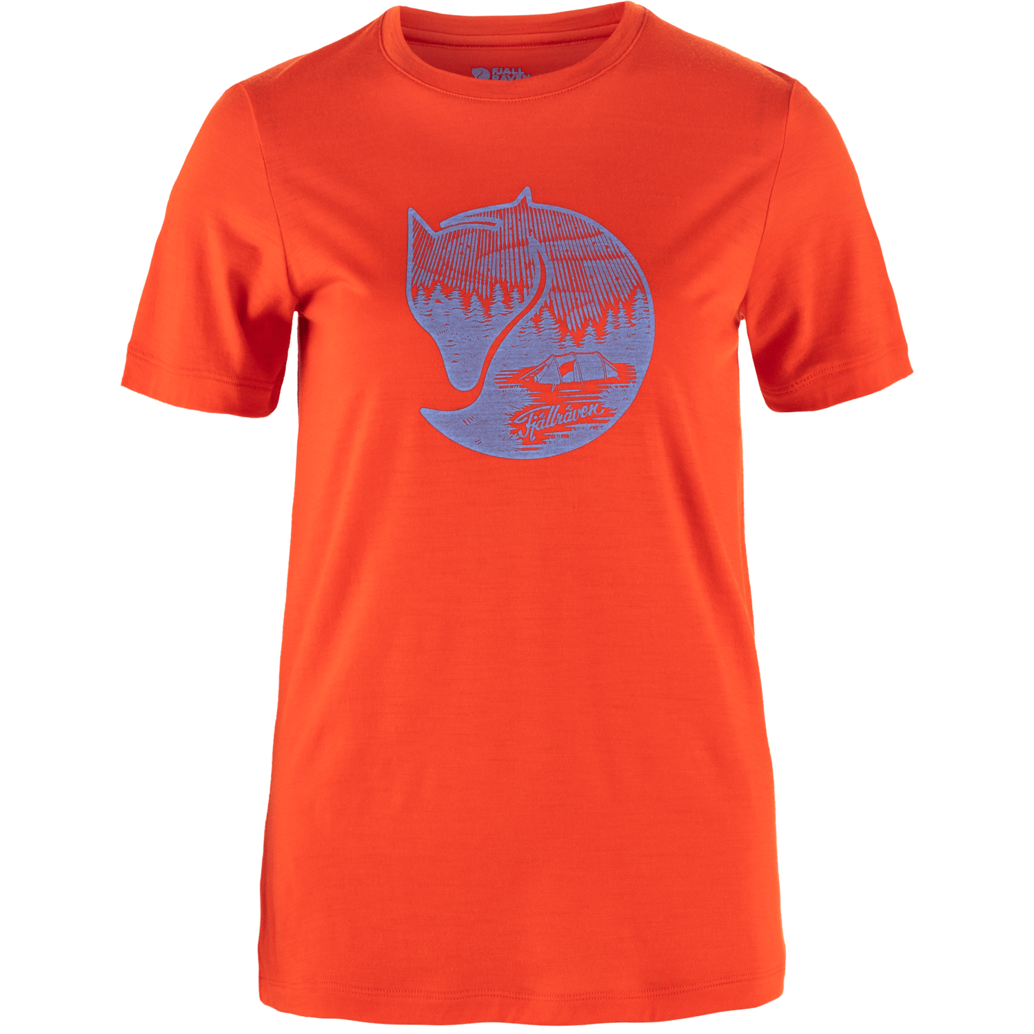Fjällräven Women's Abisko Wool Fox Short Sleeve Flame Orange-Ultramarine