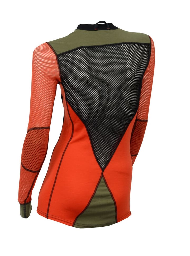 Aclima Women's WoolNet Hybrid Crew Neck Jet Black/Poinciana/Capulet Olive Aclima Aclima Women's WoolNet Hybrid Crew Neck Jet Black/Poinciana/Capulet Olive Aclima