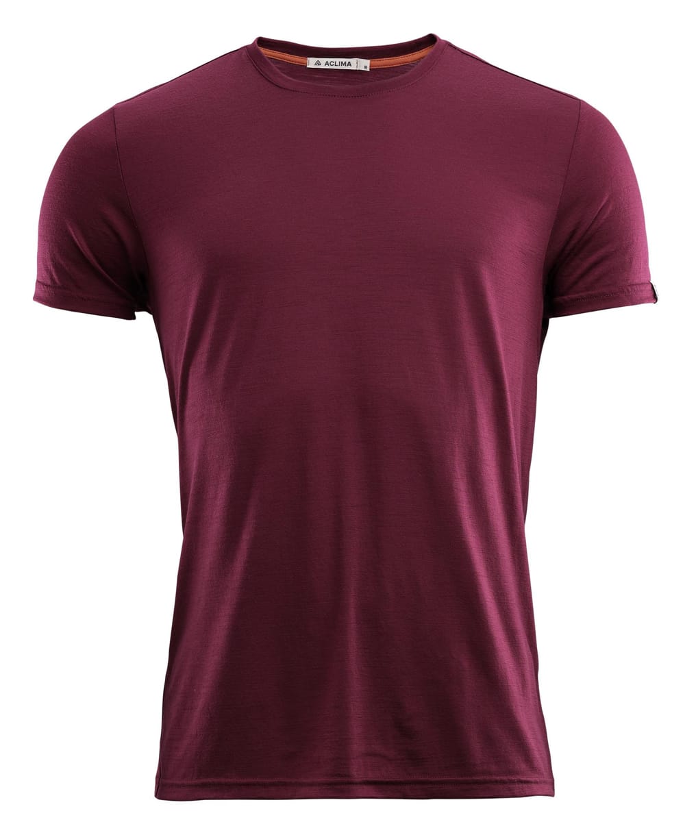 Aclima Men's LightWool T-shirt Round Neck Zinfandel