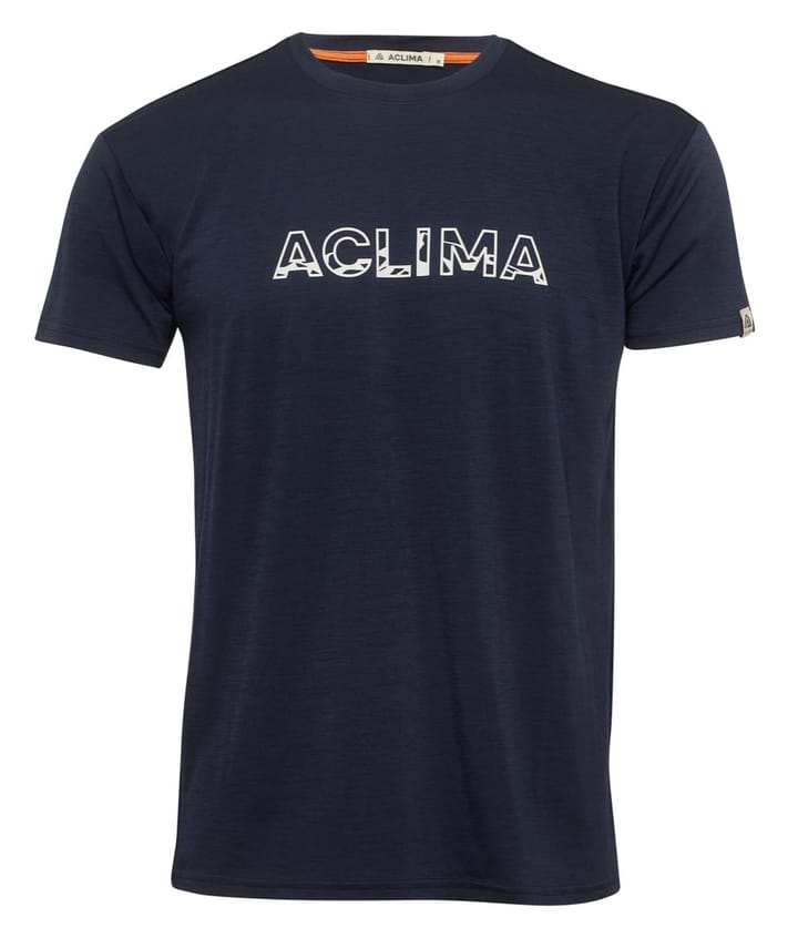 Aclima Men's LightWool 140 Classic Tee Logo Navy Blazer Aclima