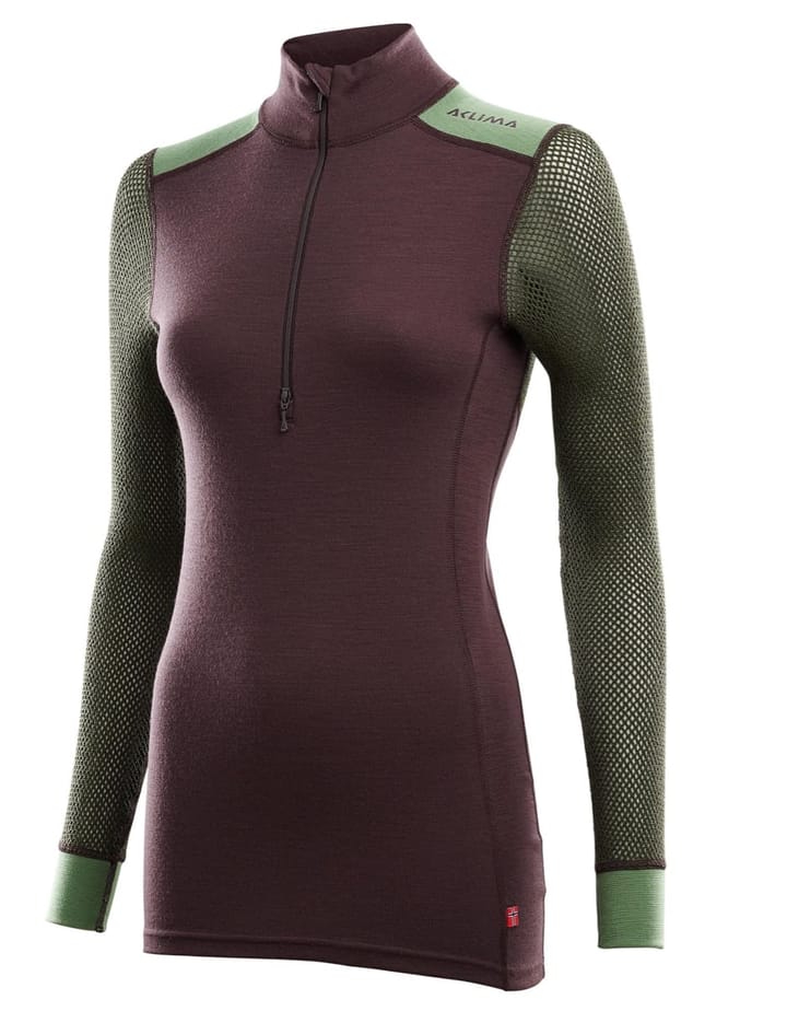Aclima Woolnet Hybrid Mock Neck Woman Fudge/Dill/Olive Night Aclima Aclima Woolnet Hybrid Mock Neck Woman Fudge/Dill/Olive Night Aclima