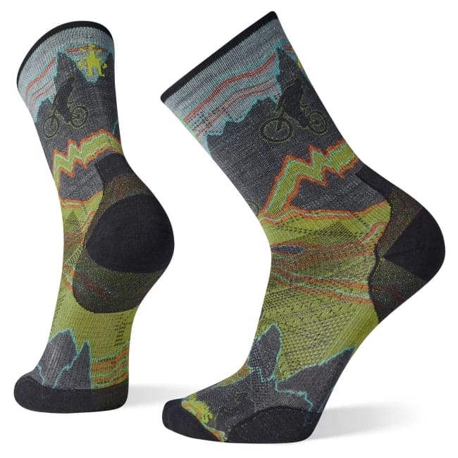 Smartwool Men's Bike Zero Cushion Print Crew Socks Graphite Smartwool Smartwool Men's Bike Zero Cushion Print Crew Socks Graphite Smartwool
