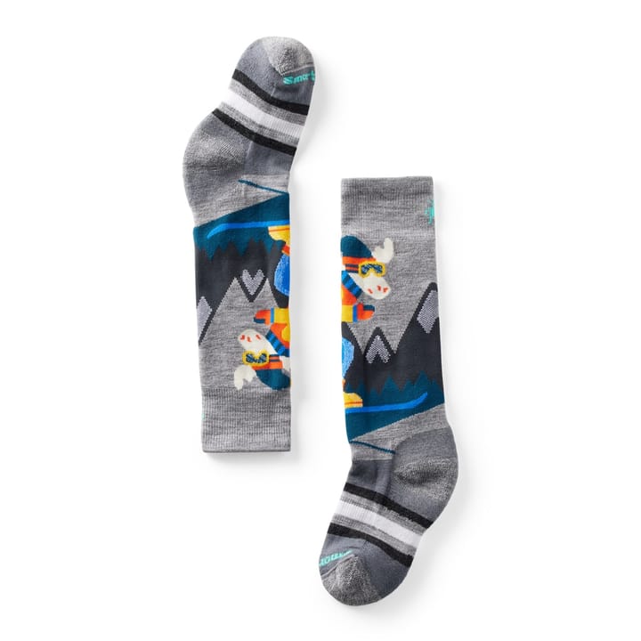 Smartwool Kids' Wintersport Full Cushion Mountain Moose Pattern Otc Socks Light Gray Smartwool